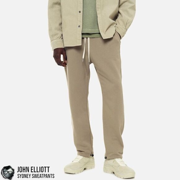 JOHN ELLIOTT SYDNEY JOGGER SWEATPANTS IN SHARK BEIGE MEN’S MEDIUM LUXURY PANTS - Picture 1 of 14